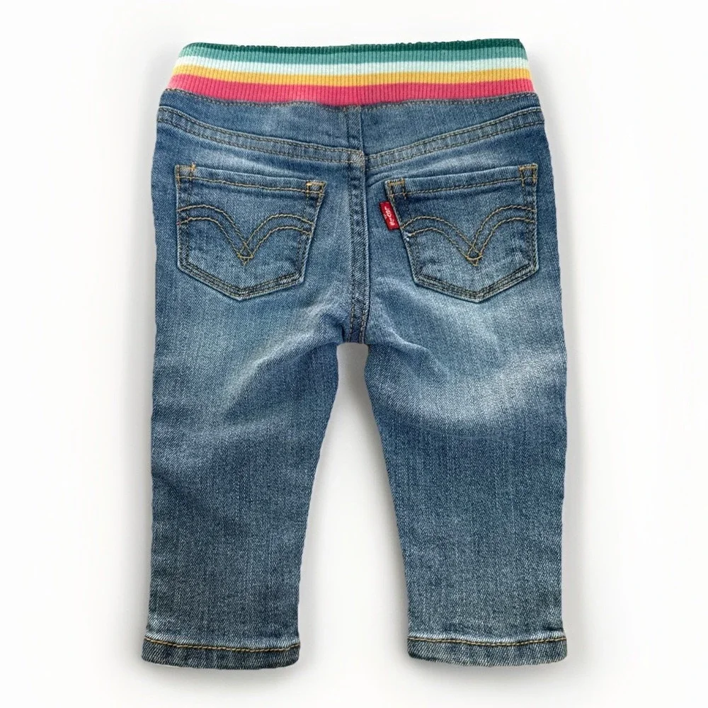 Levi's‎ Skinny Jeans Infant Rainbow Waist Pull-On Medium Wash Size 3 Months